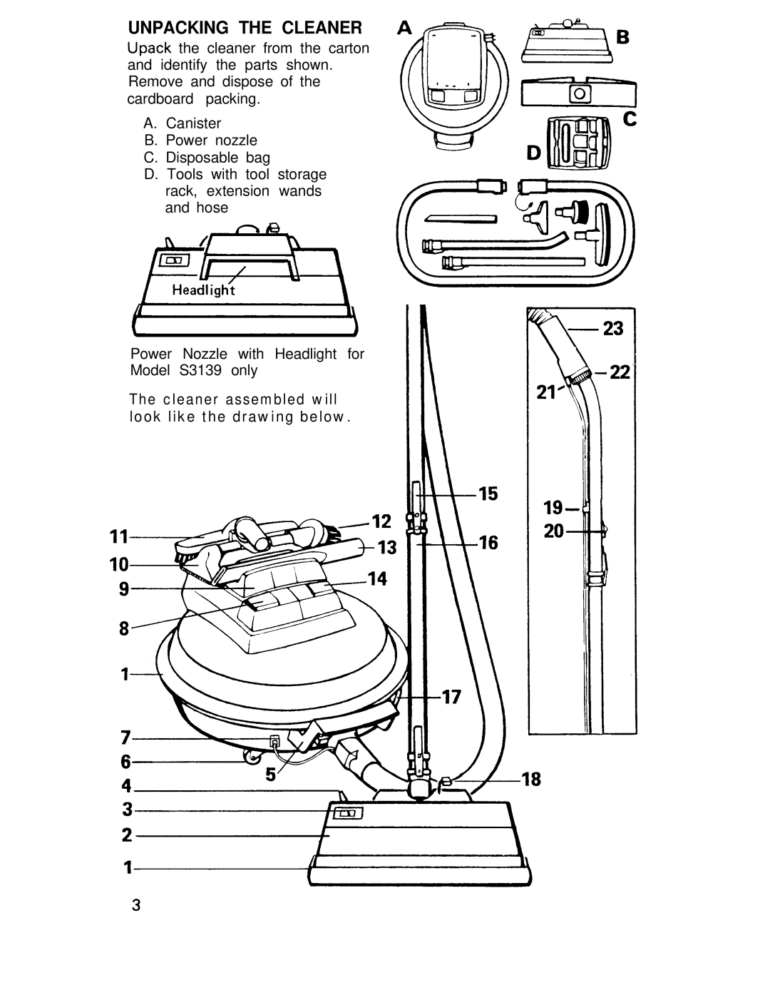 Hoover lV manual Unpacking the Cleaner 