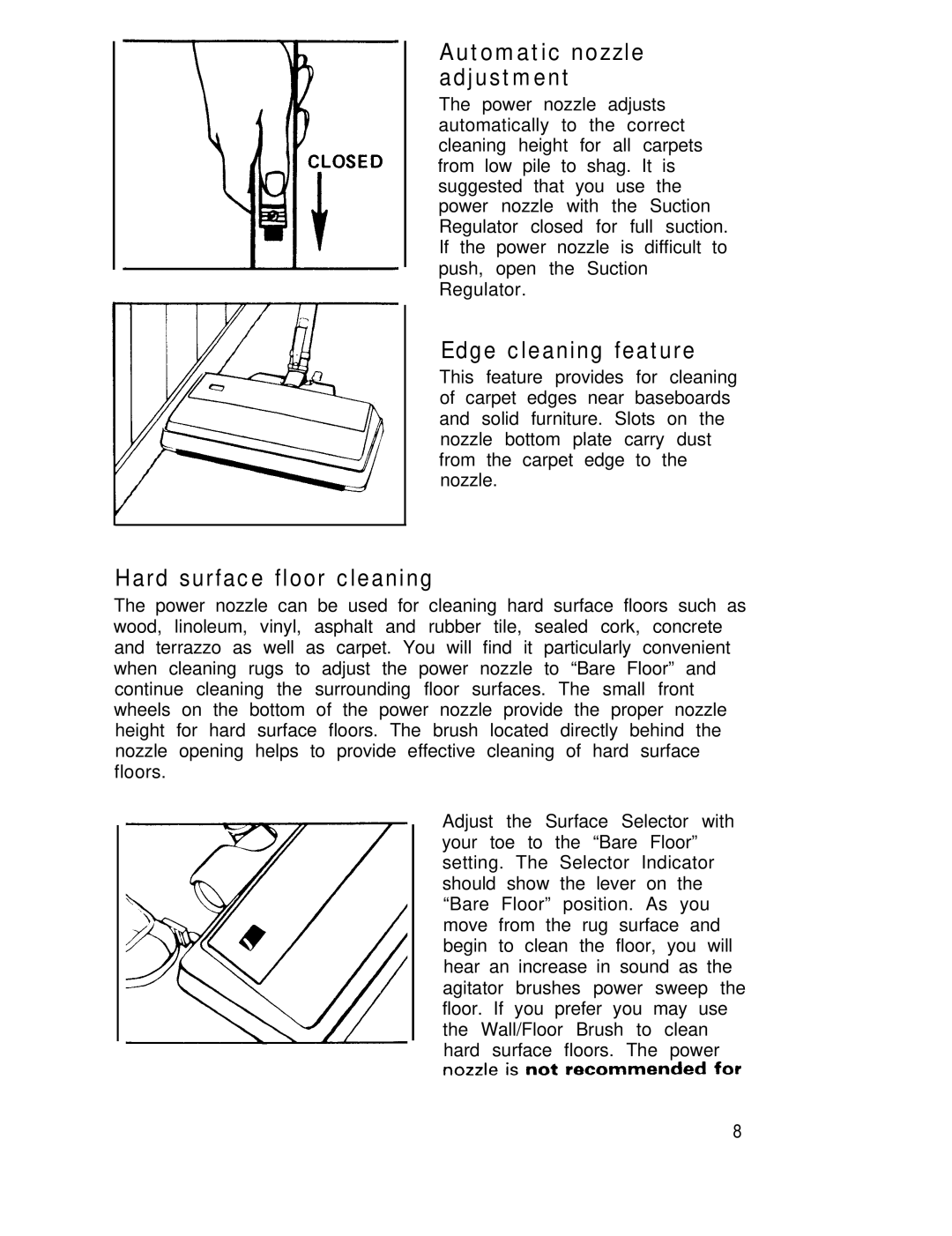 Hoover lV manual Edge cleaning feature, Hard surface floor cleaning 