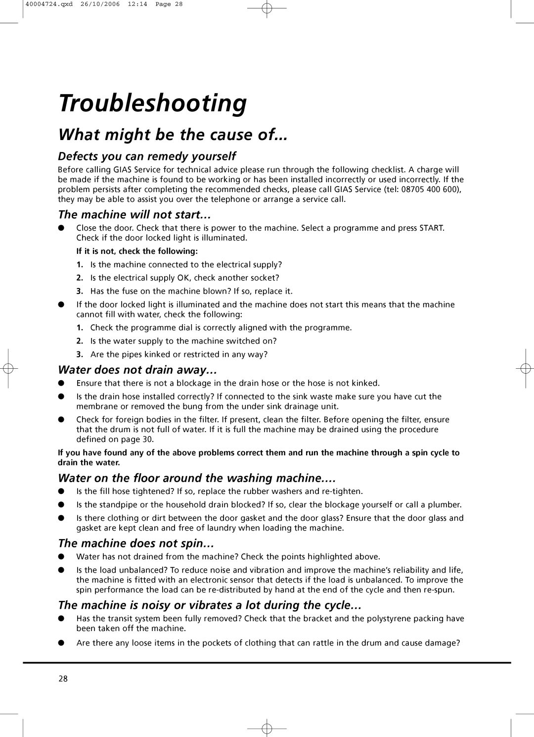 Hoover Nextra 8 manual Troubleshooting, What might be the cause 