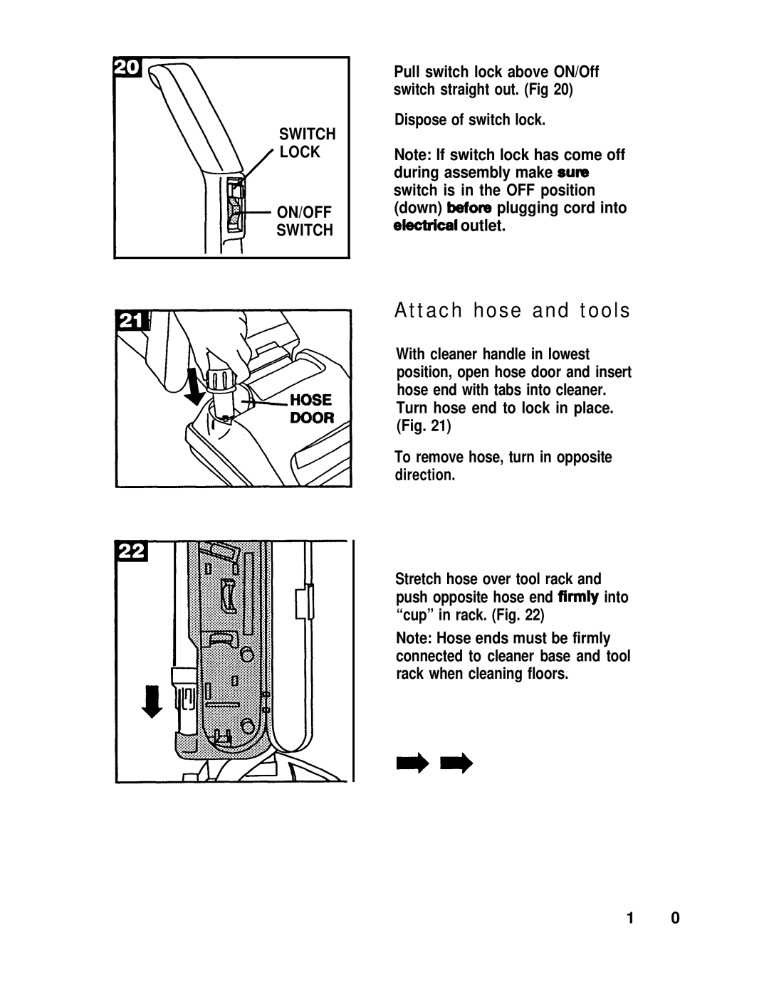 Hoover S2200 manual Attach hose and tools 