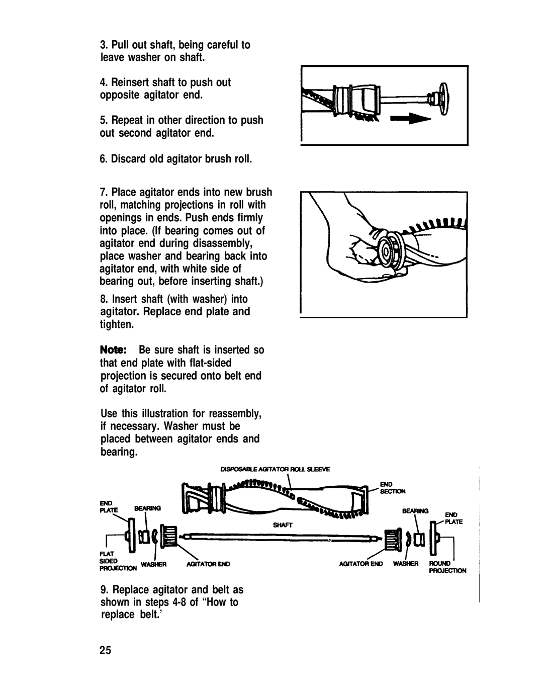 Hoover S2200 manual Pull out shaft, being careful to leave washer on shaft 