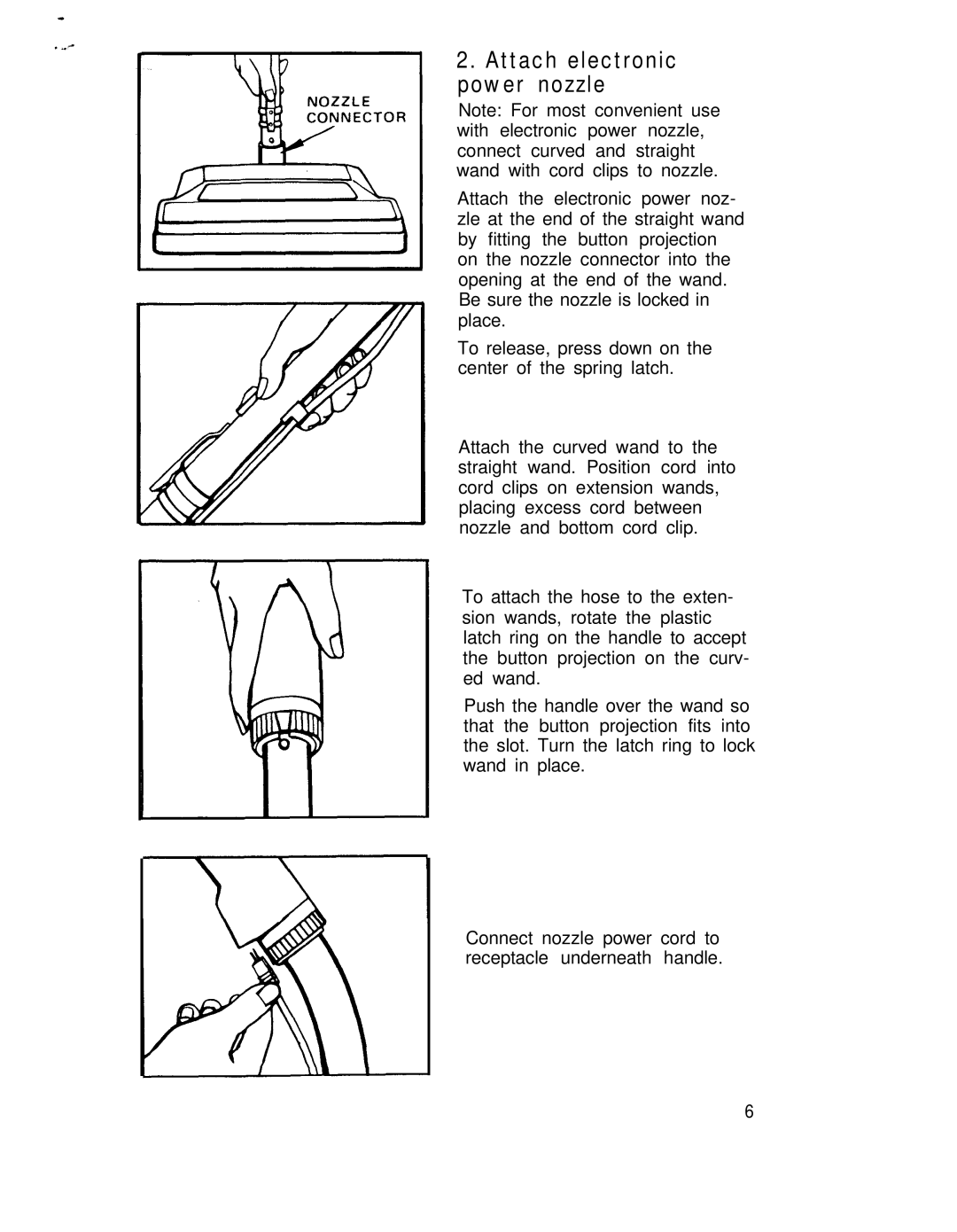 Hoover S3237, S3239 manual Attach electronic power nozzle 