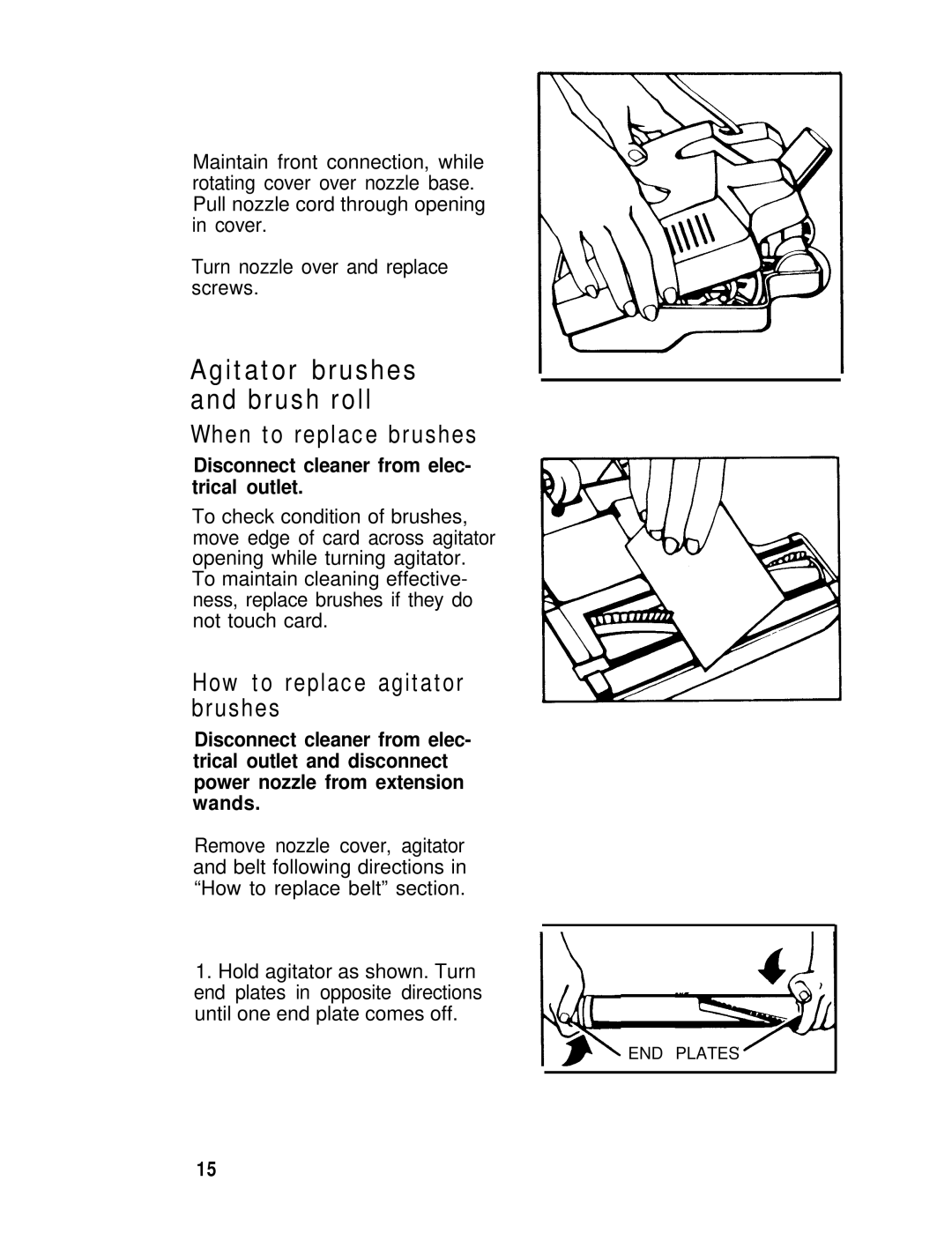 Hoover s3503 owner manual Agitator brushes and brush roll When to replace brushes, How to replace agitator brushes 