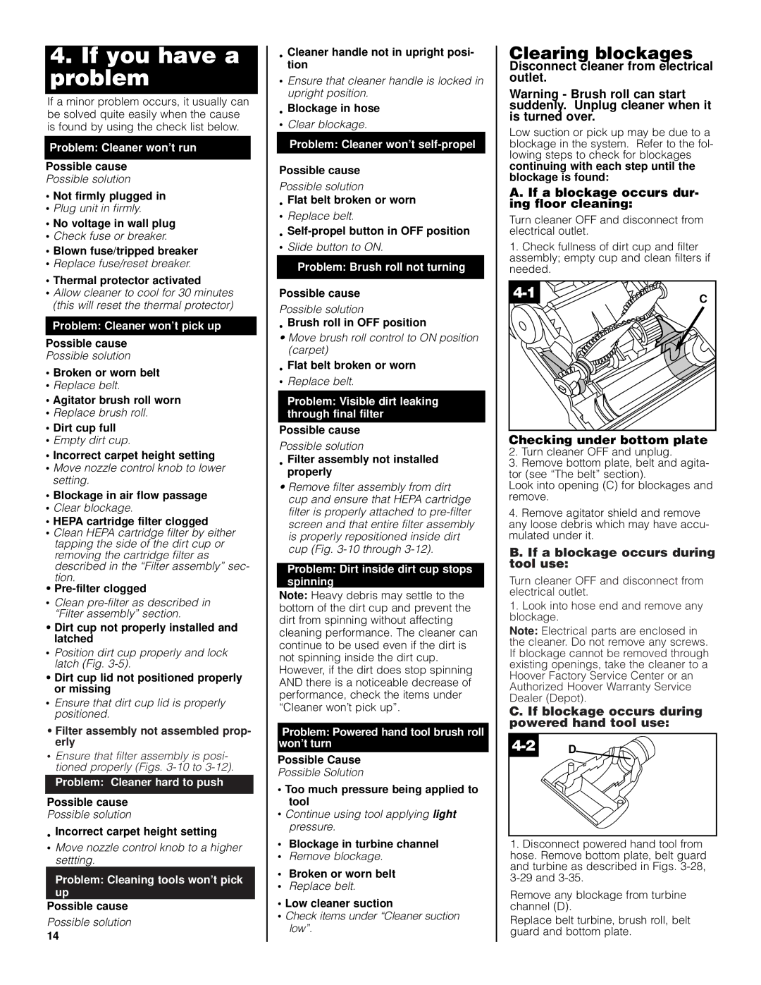 Hoover Self-Propelled WindTunnel Bagless with Powered Hand Tool manual Clearing blockages 