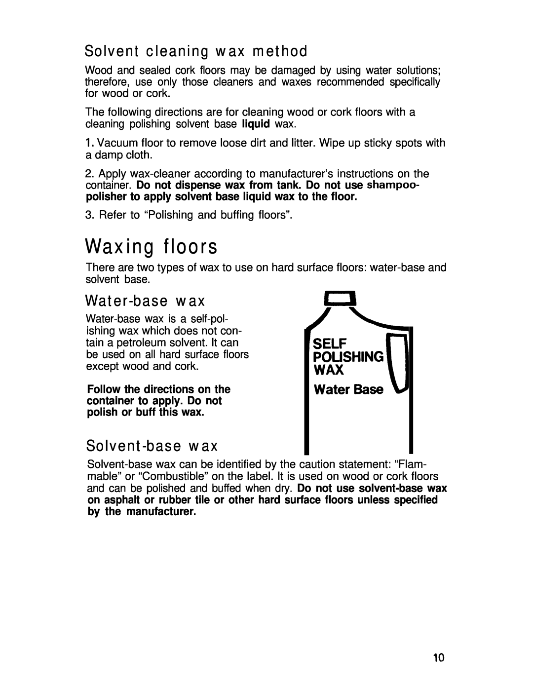 Hoover Shampoo- Polisher manual Waxing floors, Solvent cleaning wax method, Water-base wax, Solvent-base wax 