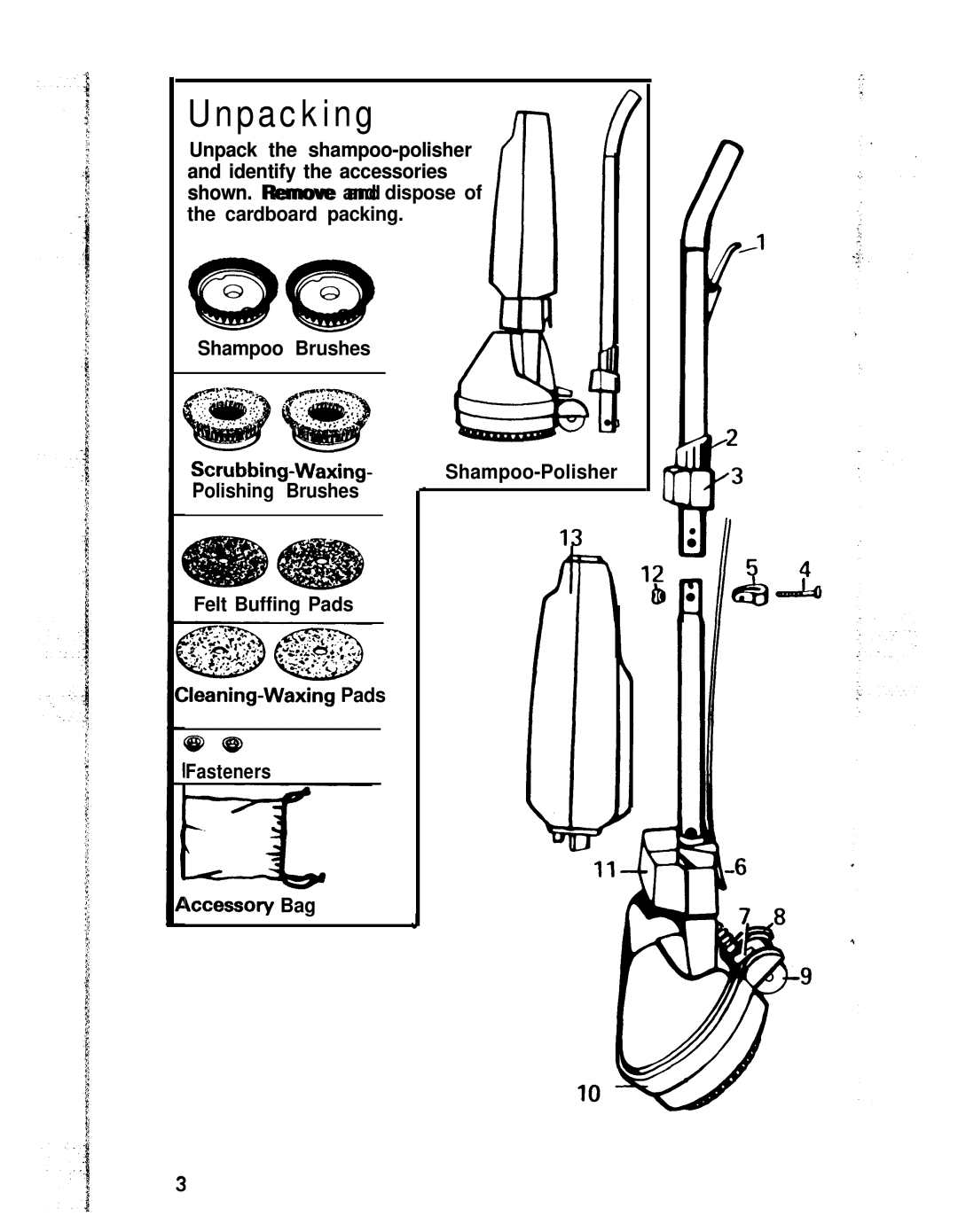 Hoover Shampoo-Polisher manual Unpacking 