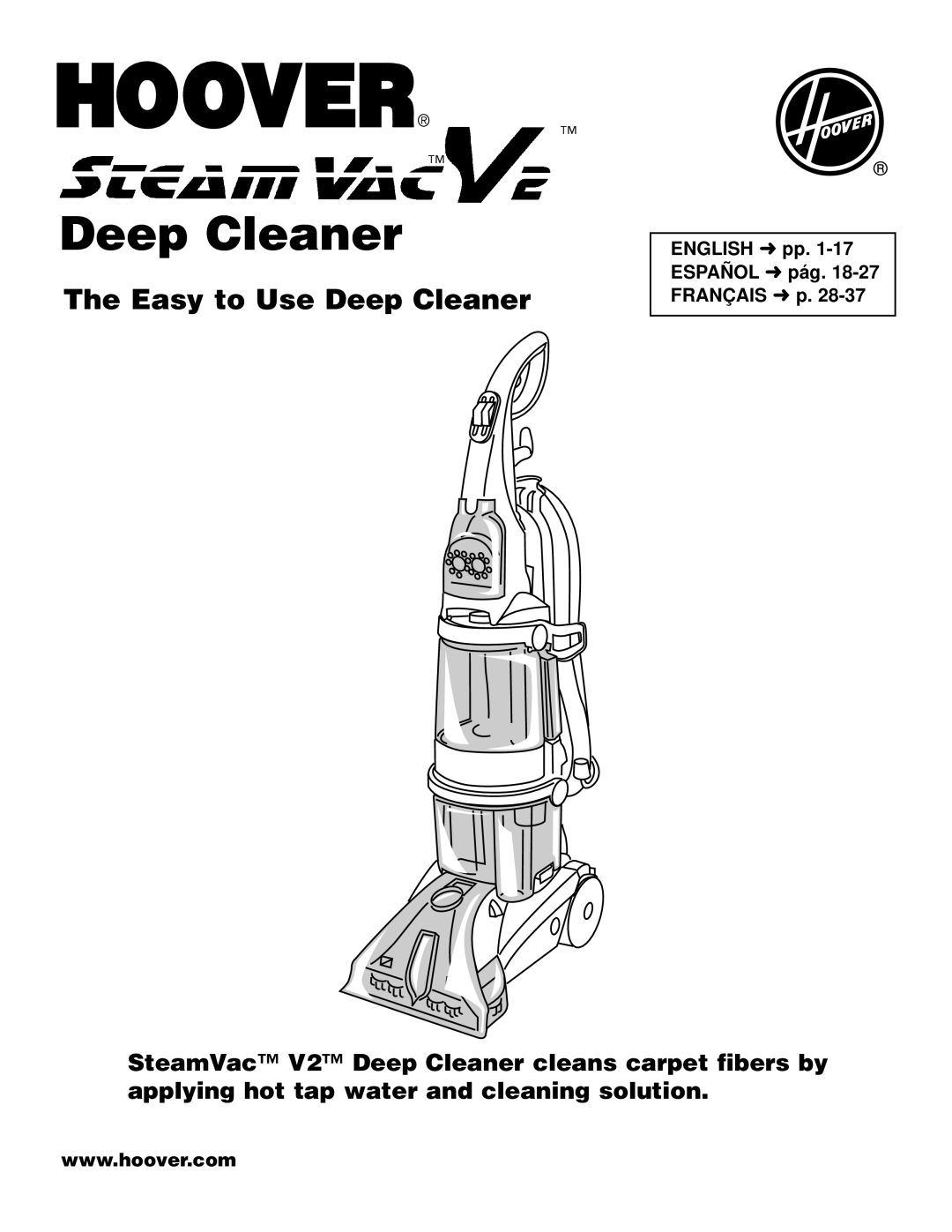 Hoover SteamVac V2 manual Deep Cleaner 