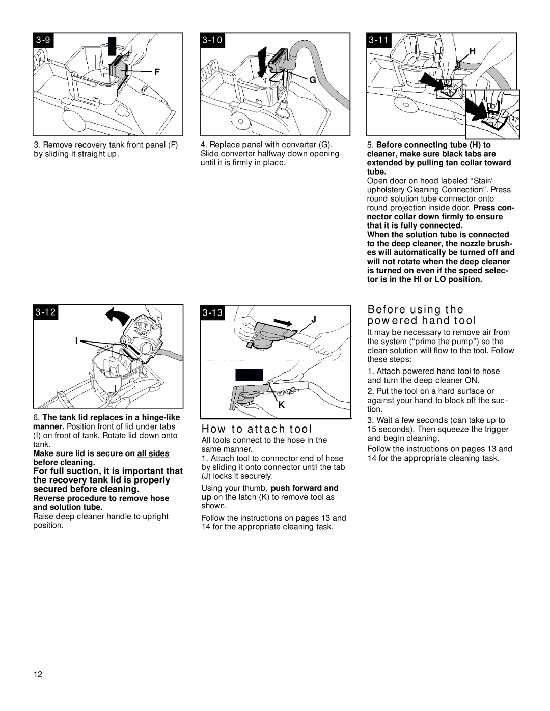 Hoover SteamVacuum owner manual How to attach tool, Before using the powered hand tool 