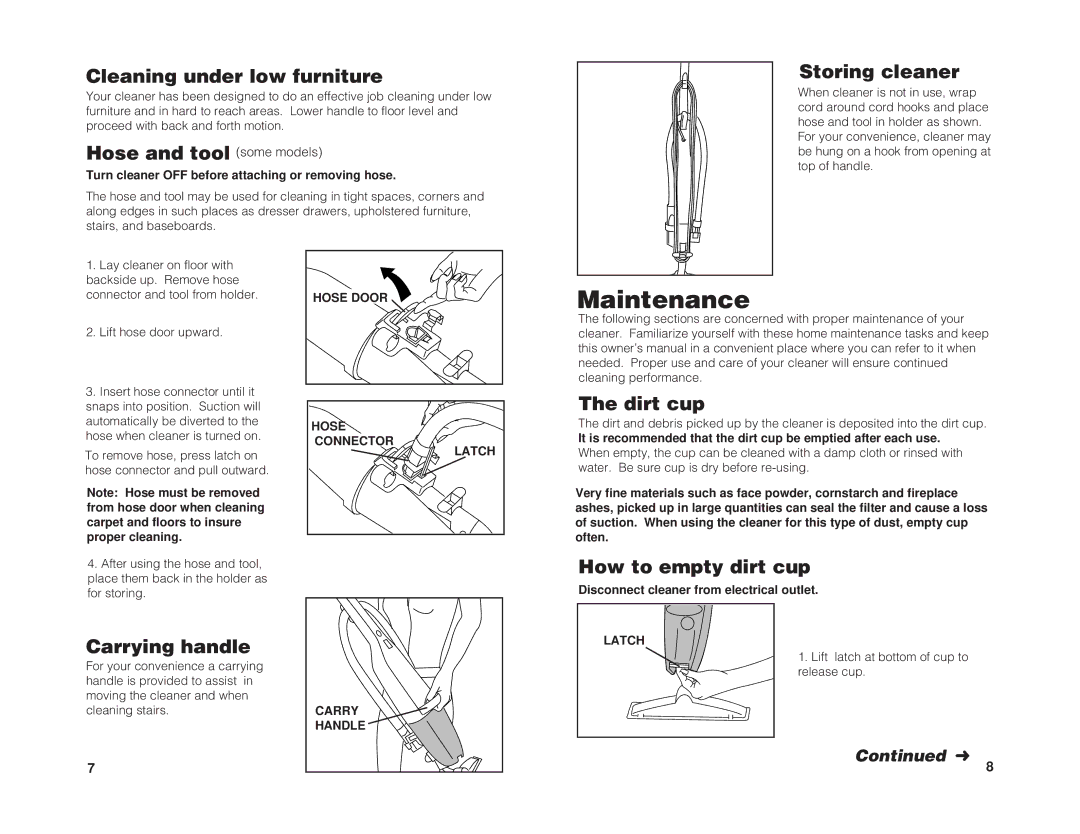 Hoover Stick Vacuum owner manual Maintenance 