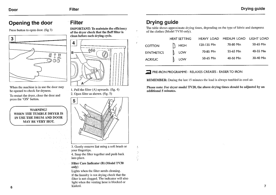 Hoover TV30, TV20 manual 