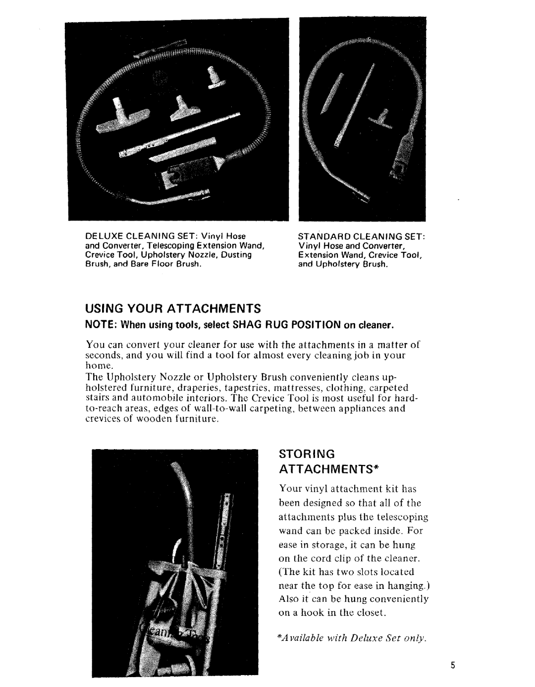 Hoover U4001 owner manual Storing Attachments 