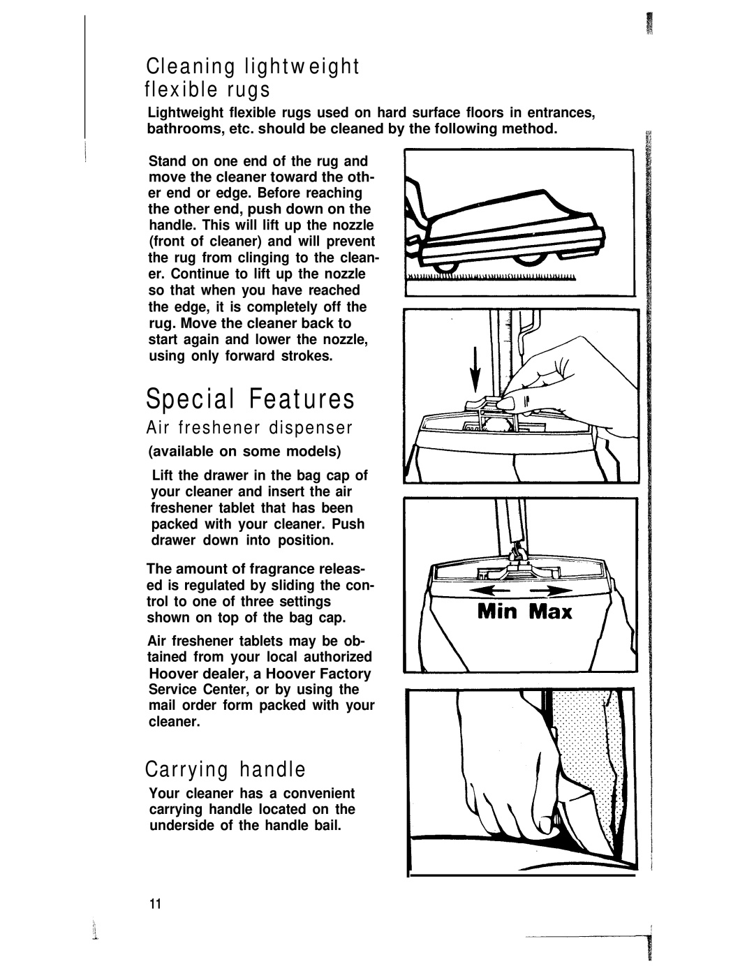 Hoover U4359, U4361 manual Special Features, Carrying handle, Air freshener dispenser 