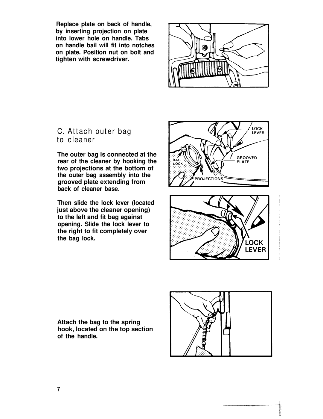 Hoover U4359, U4361 manual Attach outer bag to cleaner 