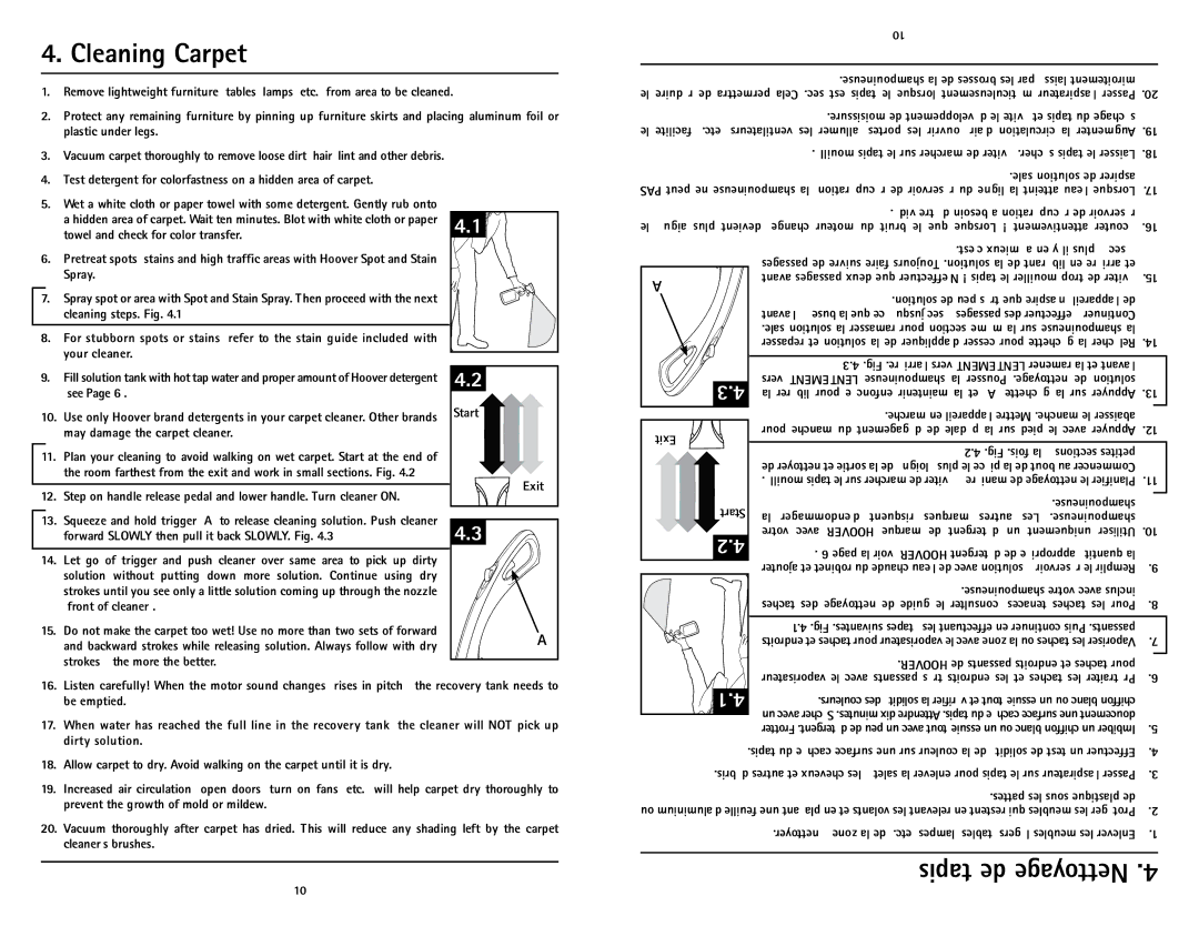 Hoover U5180-900 owner manual Cleaning Carpet, Towel and check for color transfer 