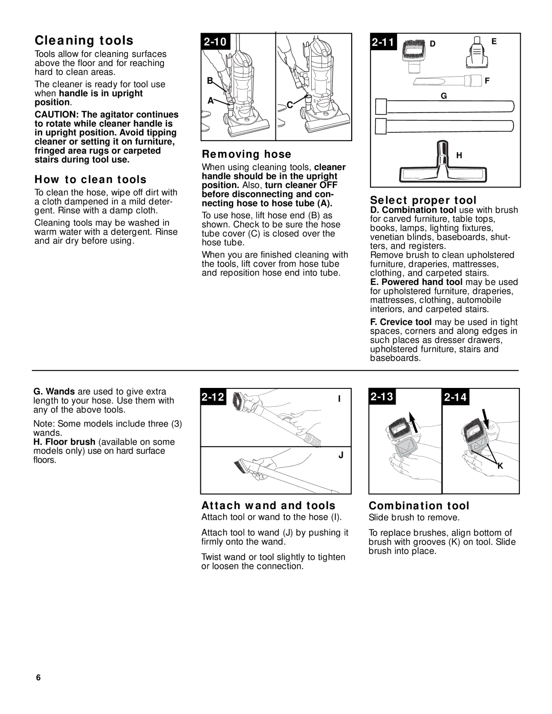 Hoover U5180-955, U5185-910, U5183-910, U5180-950, U5180-910, U5185-900 owner manual Cleaning tools 