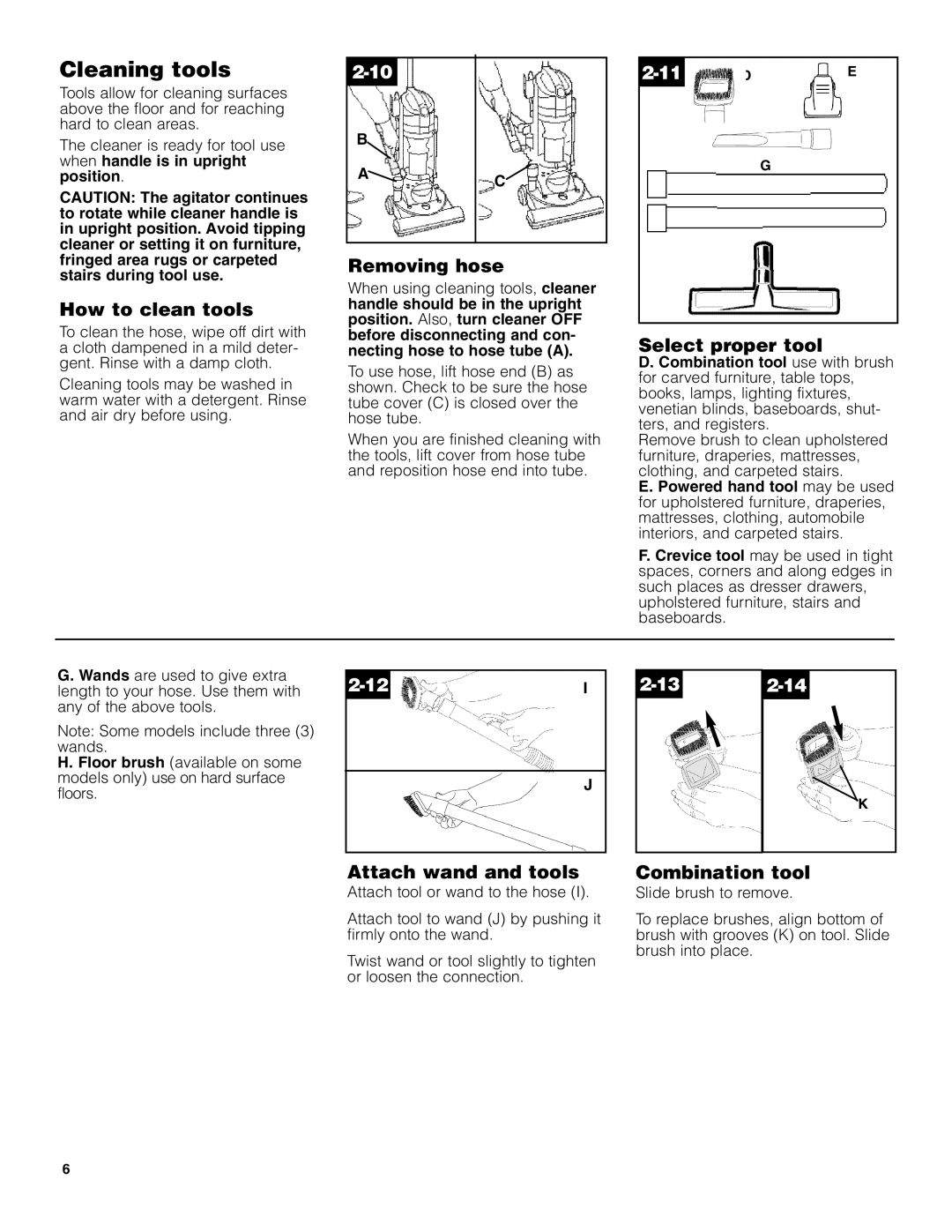 Hoover U5182900 owner manual Cleaning tools 