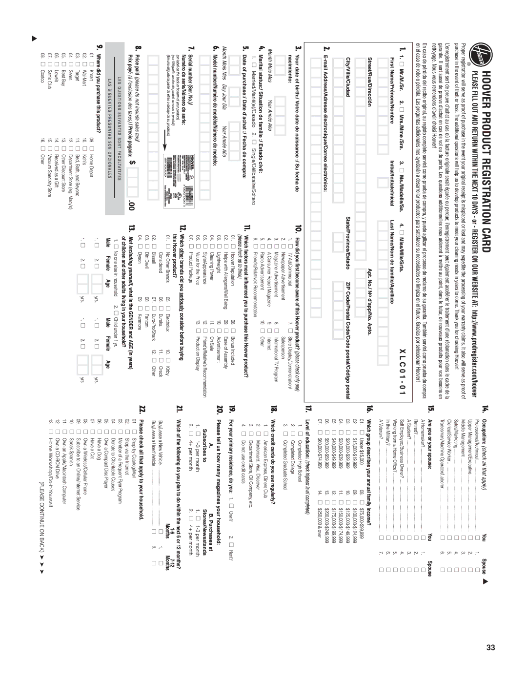 Hoover U8315960 owner manual 