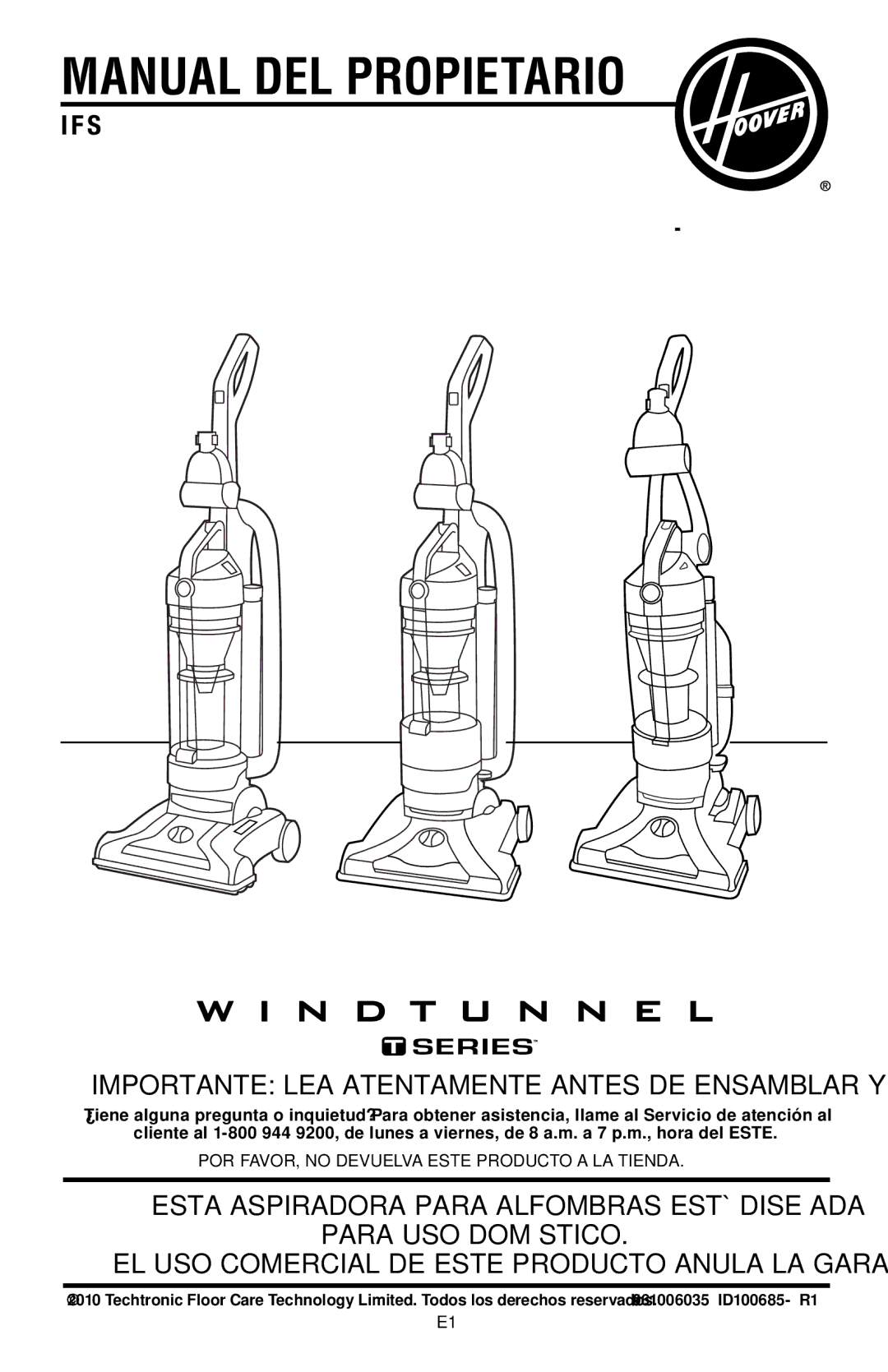 Hoover UH70120 owner manual Manual DEL Propietario 