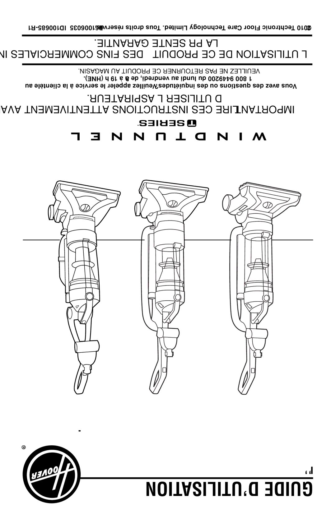 Hoover UH70120 owner manual Guide d’utilisation 