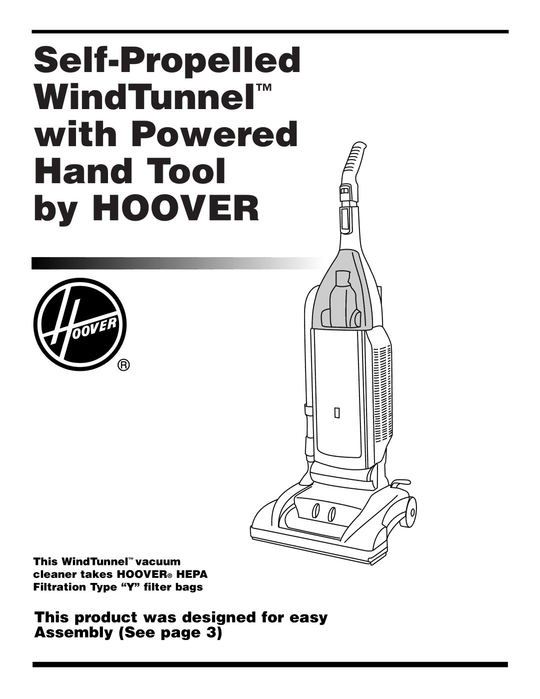 Hoover UH70600 manual Self-Propelled WindTunnel with Powered Hand Tool by Hoover 