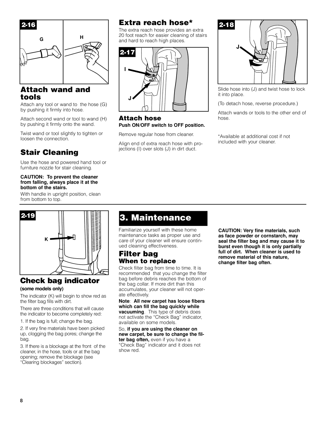 Hoover UH70600 manual Maintenance 