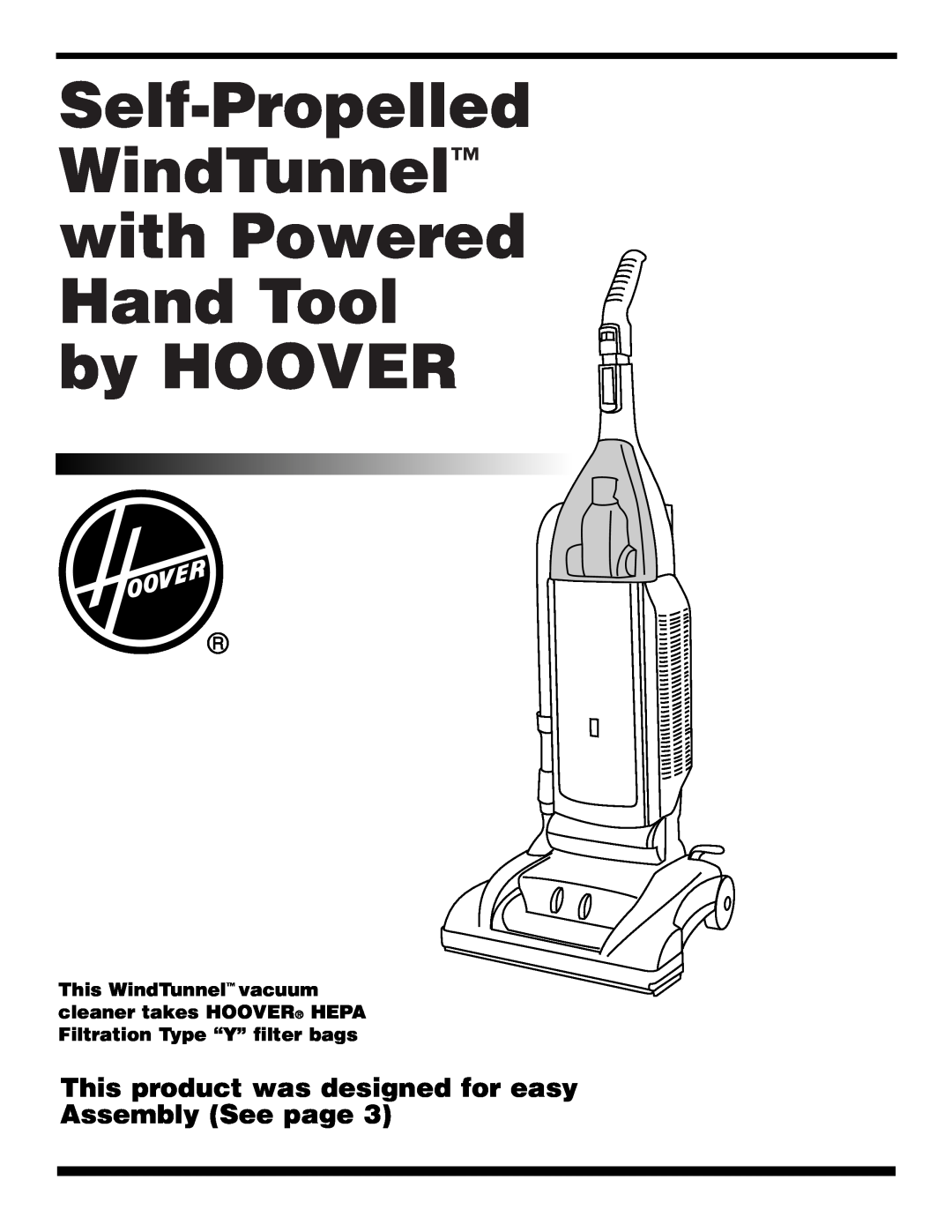 Hoover UH70600 manual Self-Propelled WindTunnel with Powered Hand Tool by HOOVER 
