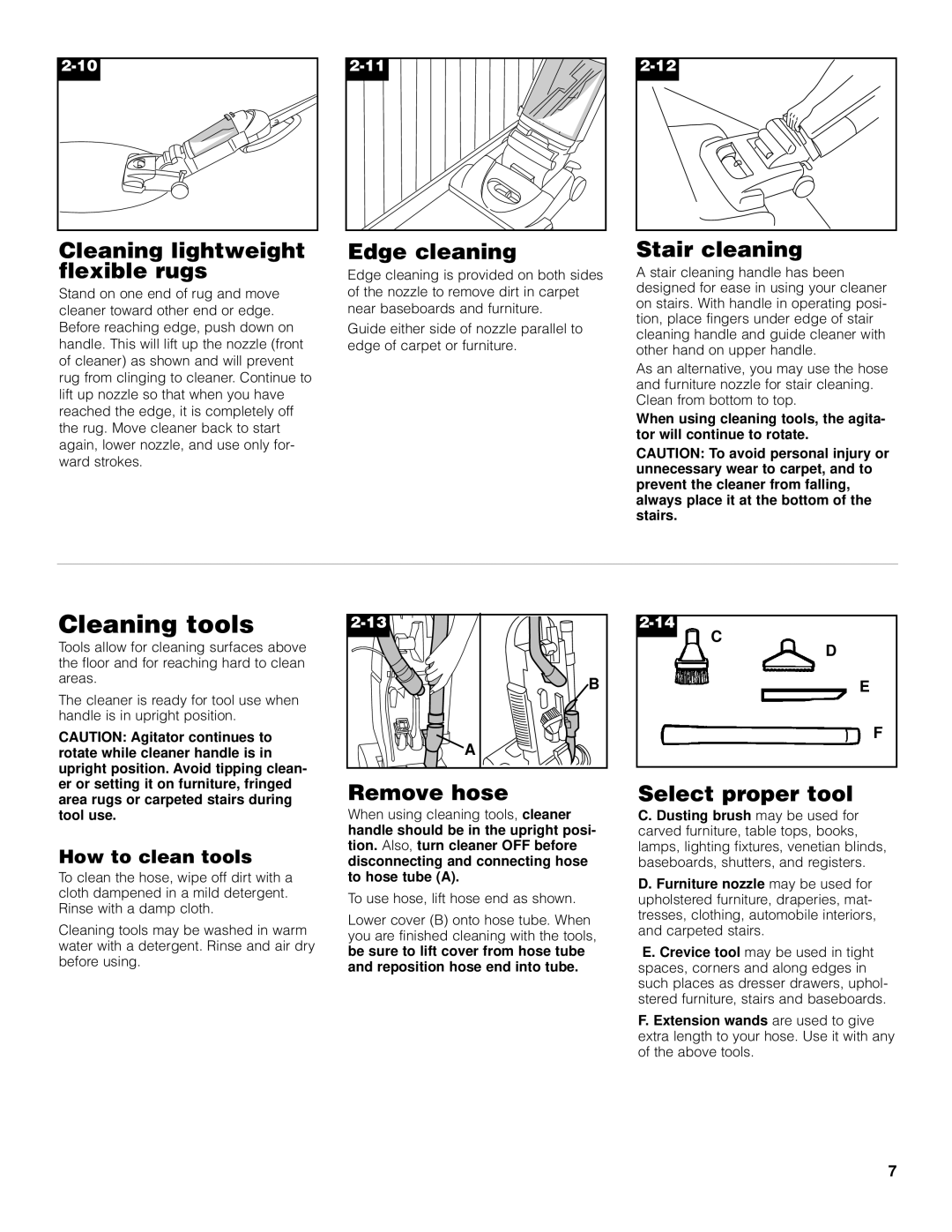 Hoover Upright Bagless Vacuum Cleane owner manual Cleaning tools 