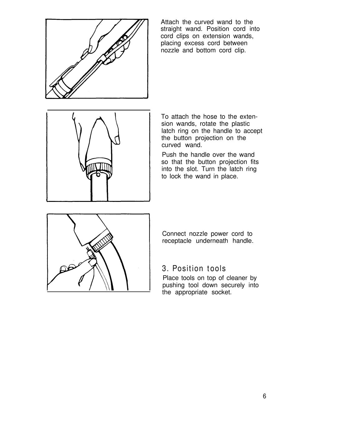 Hoover Vacuum Cleaners manual Position tools 