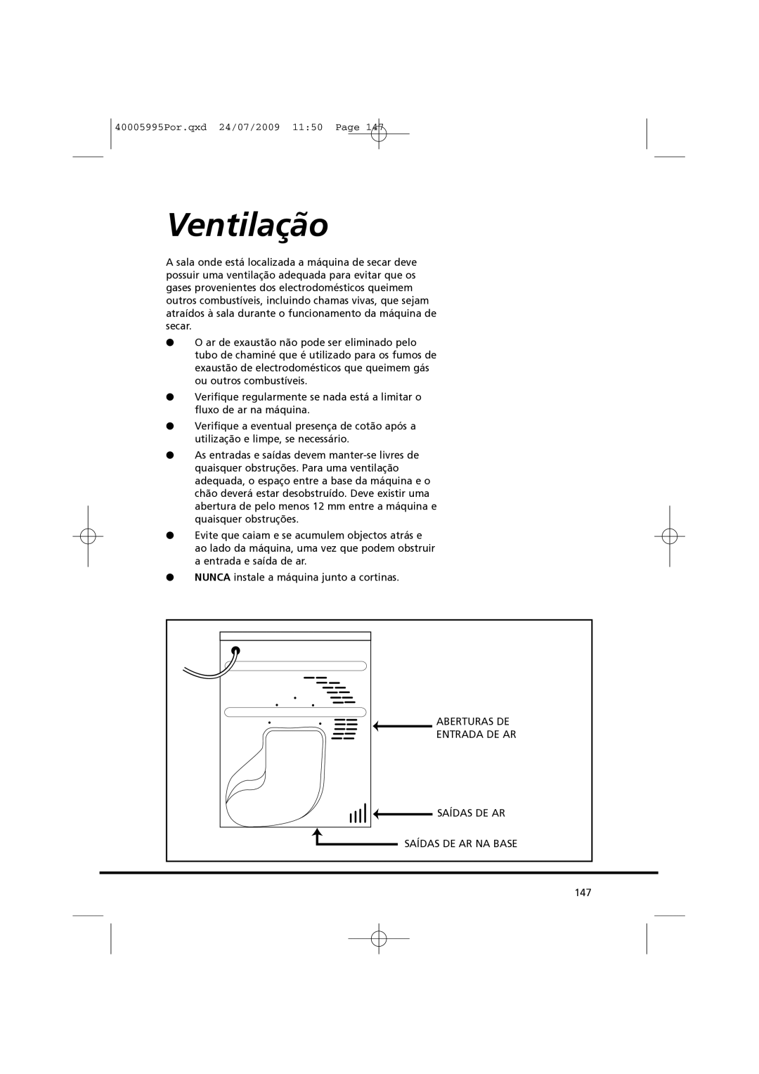 Hoover VHC 680F manual Ventilação 