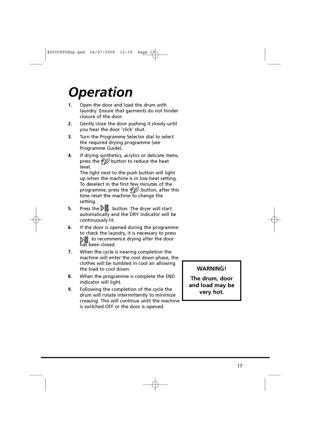 Hoover VHC 680F manual Operation 