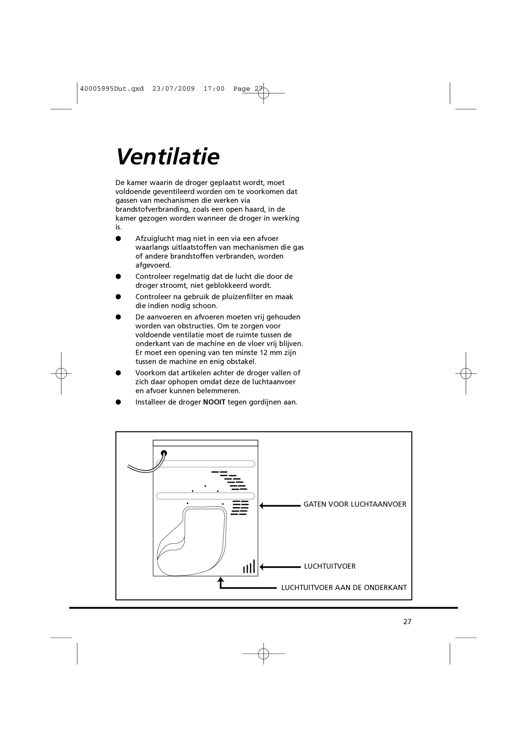 Hoover VHC 680F manual Ventilatie 