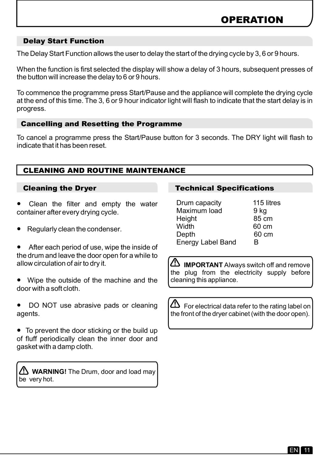 Hoover VHC 691B manual Operation, Cleaning and Routine Maintenance 