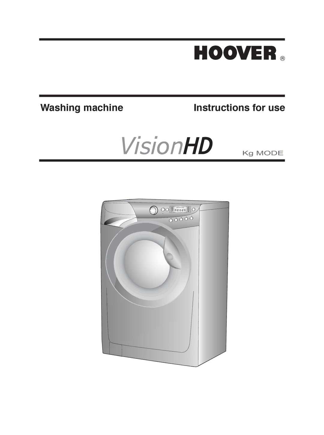 Hoover VISION HD manual Washing machine Instructions for use 