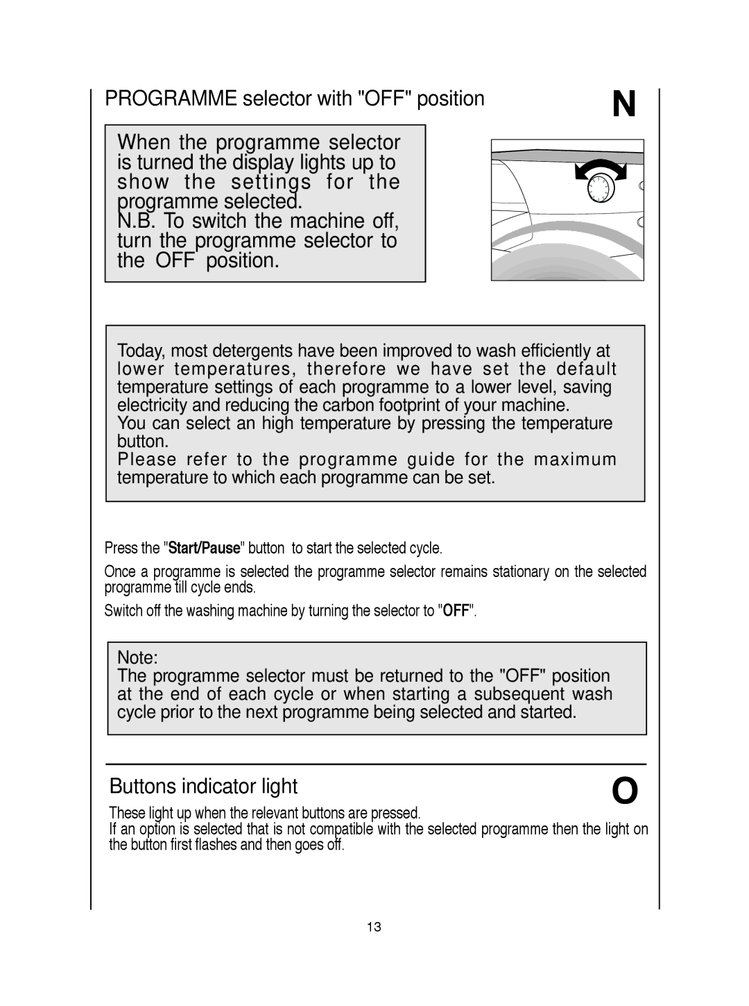 Hoover VISION HD manual Buttons indicator light 