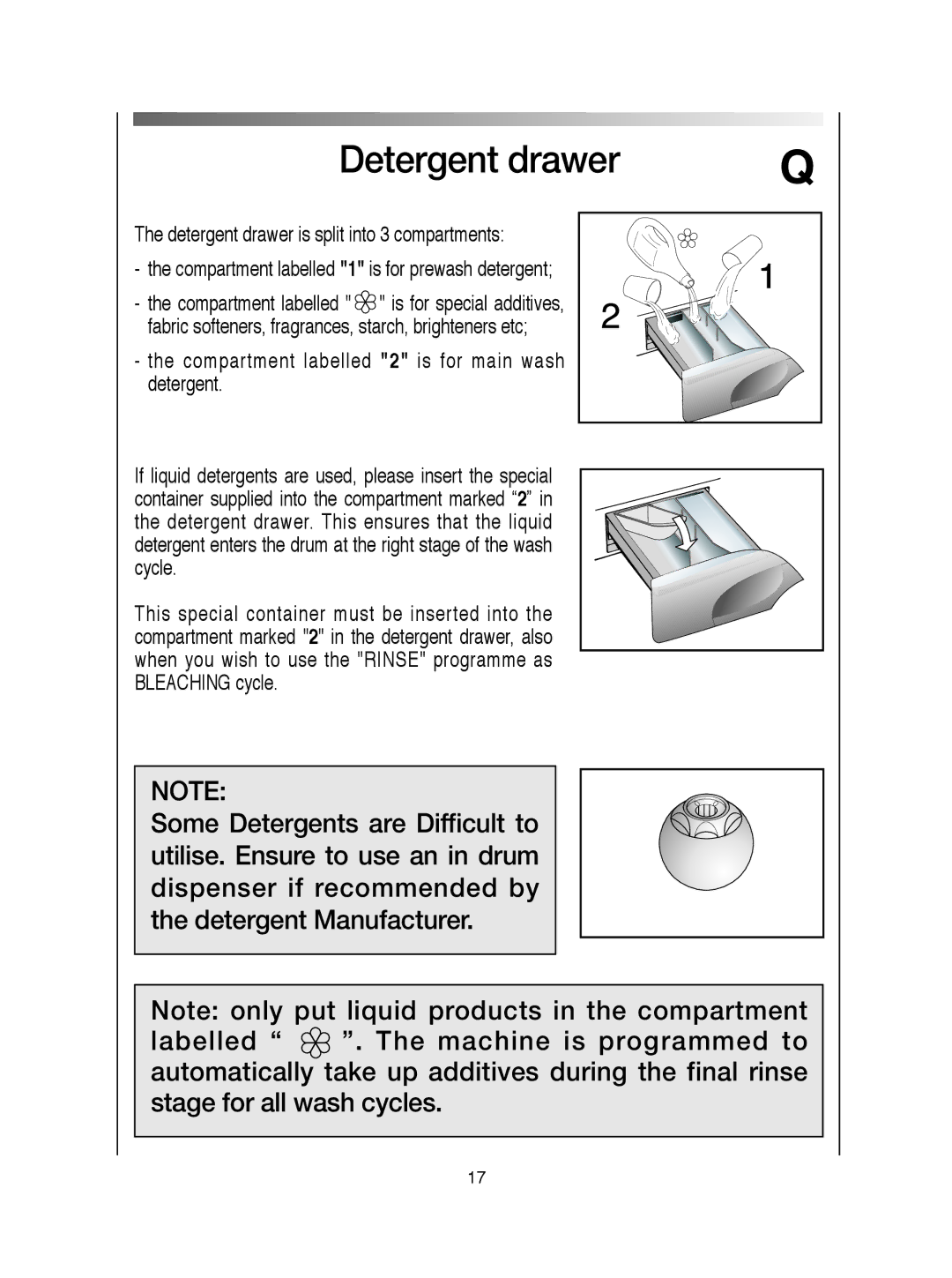 Hoover visionhd manual Detergent drawer 