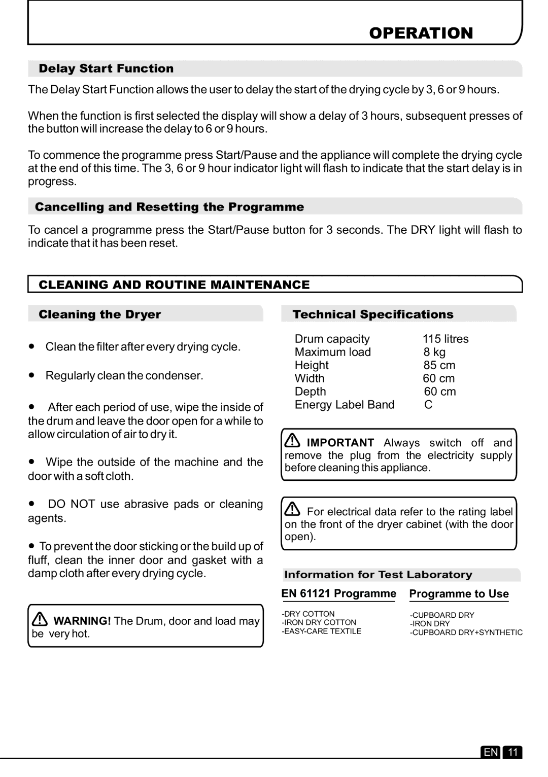 Hoover VTV 580NC manual Operation, Cleaning and Routine Maintenance 