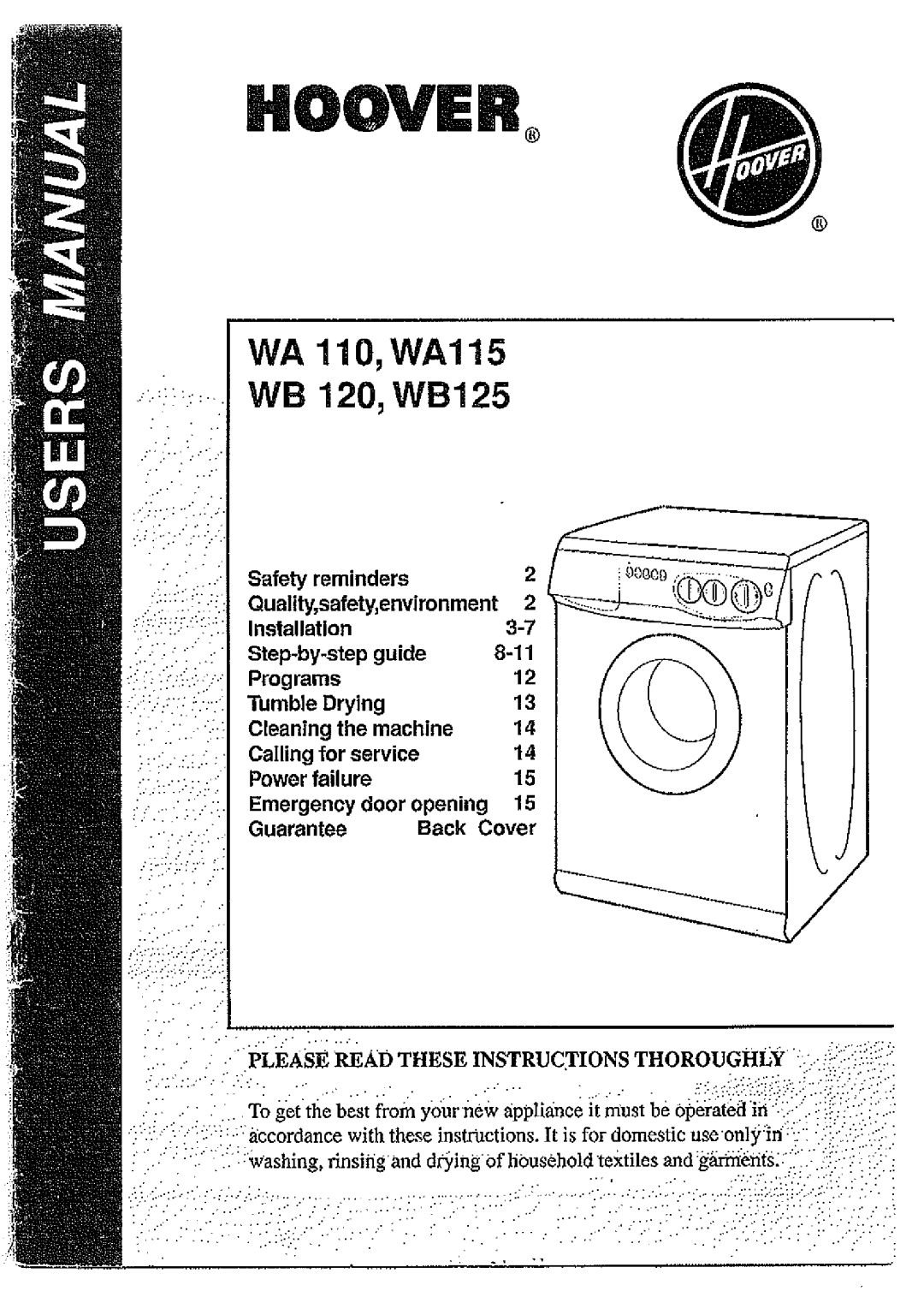 Hoover WB 120, WA115, WB125 manual 
