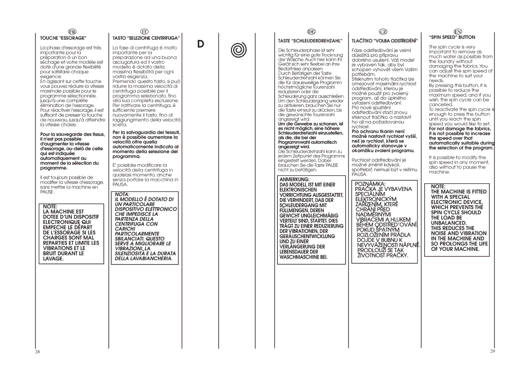 Hoover WDYN PG manual Anmerkung, Poznámka, Praöka JE Vybavena, Speciálním, Elektronickÿm, ZAÜÍZENÍM, Které, Chrání Püed 