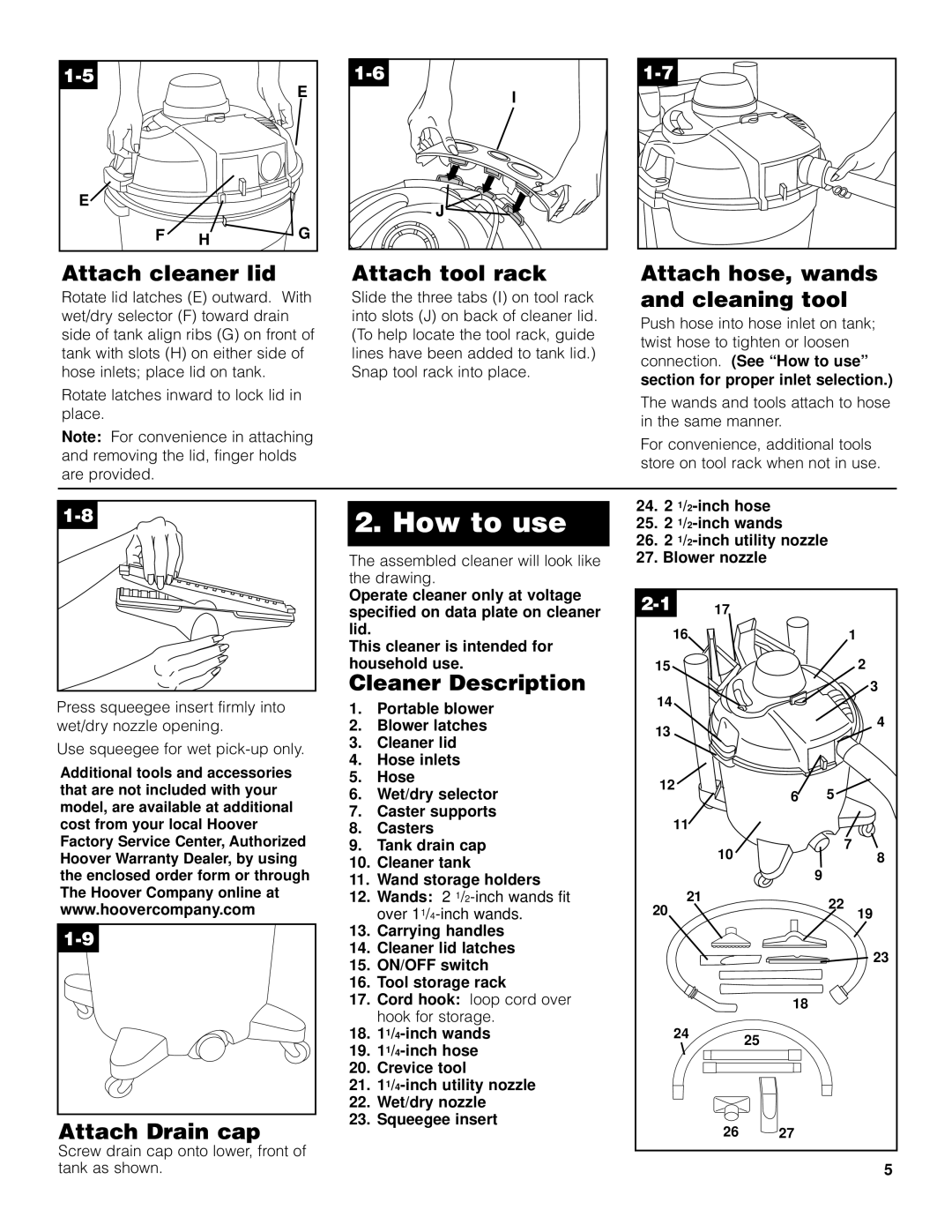 Hoover Wet/Dry Vac owner manual How to use 