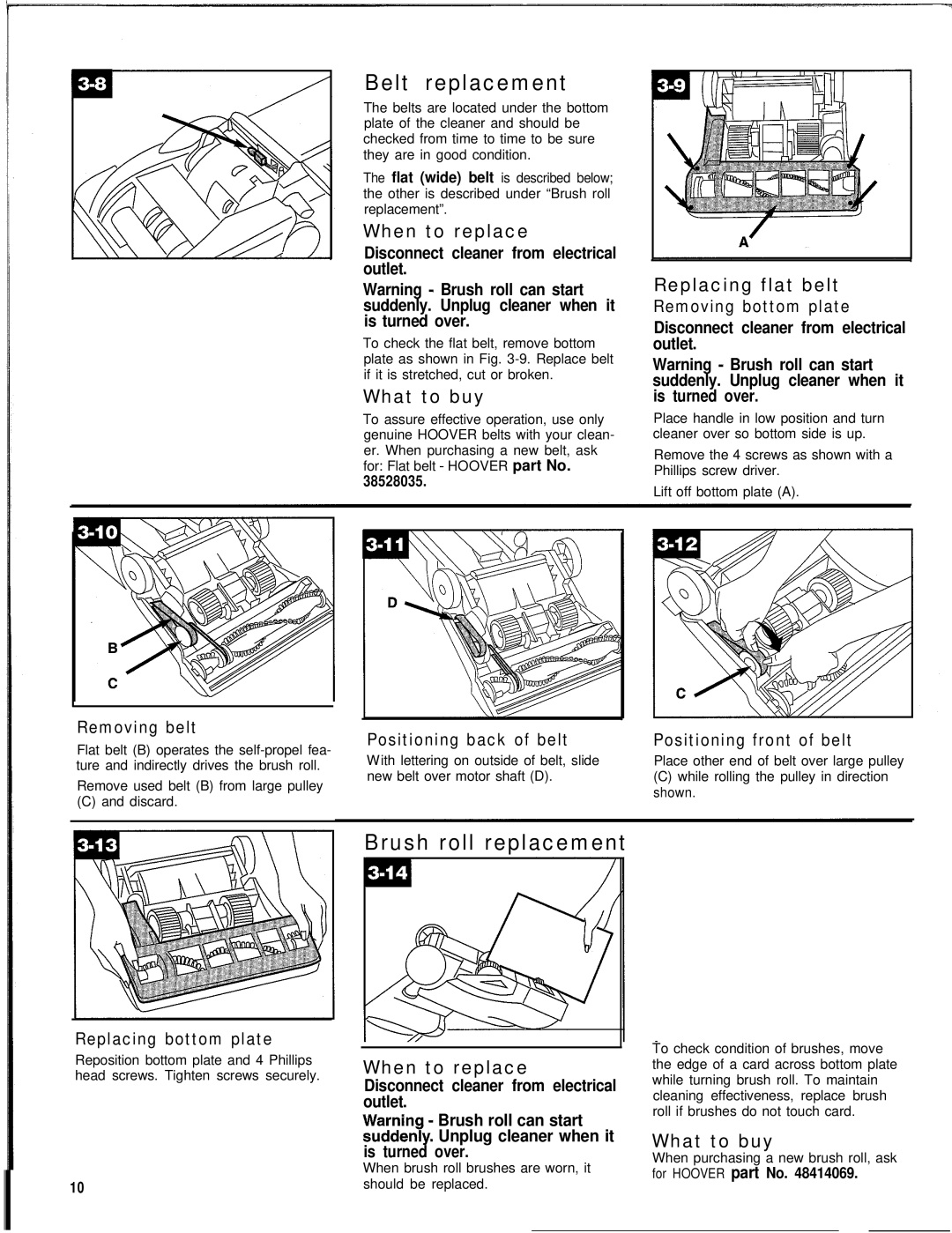 Hoover WindTunnel warranty Belt replacement, Brush roll replacement, Replacing flat belt 