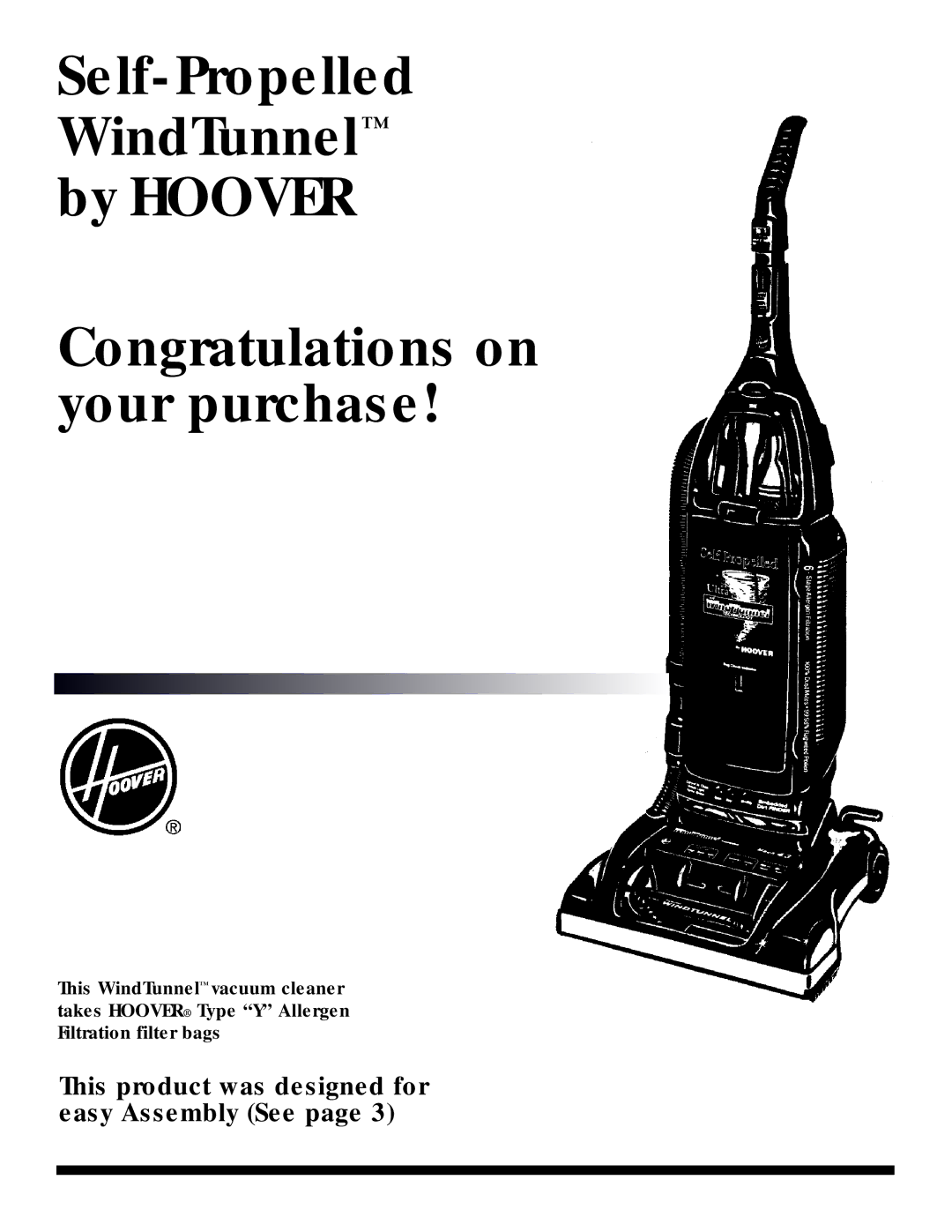 Hoover WindTunnelTM manual Self-Propelled 