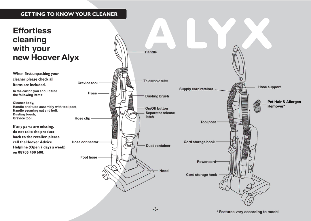 Hoover Y20-35600738, J27-35600635, D99-35600739 manual Telescopic tube 