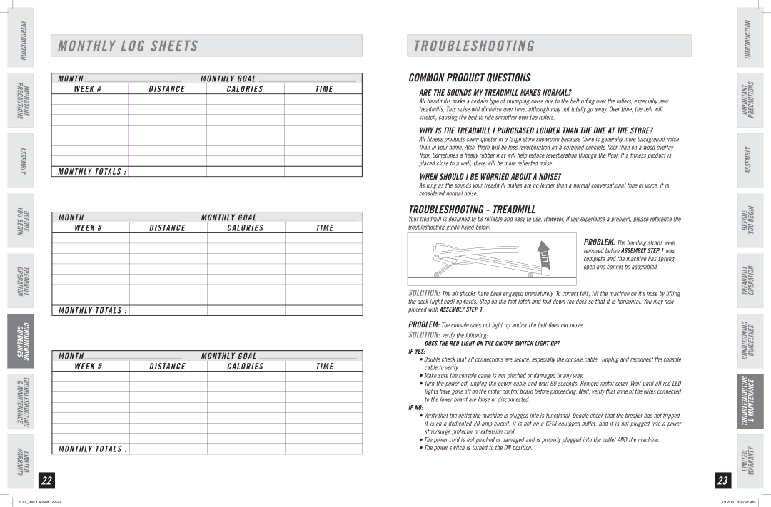 Horizon Fitness 1.3T quick start Common Product Questions, Troubleshooting Treadmill 