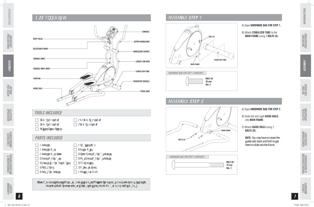 Horizon Fitness 2.2E, 1.2E manual Assembly Step 