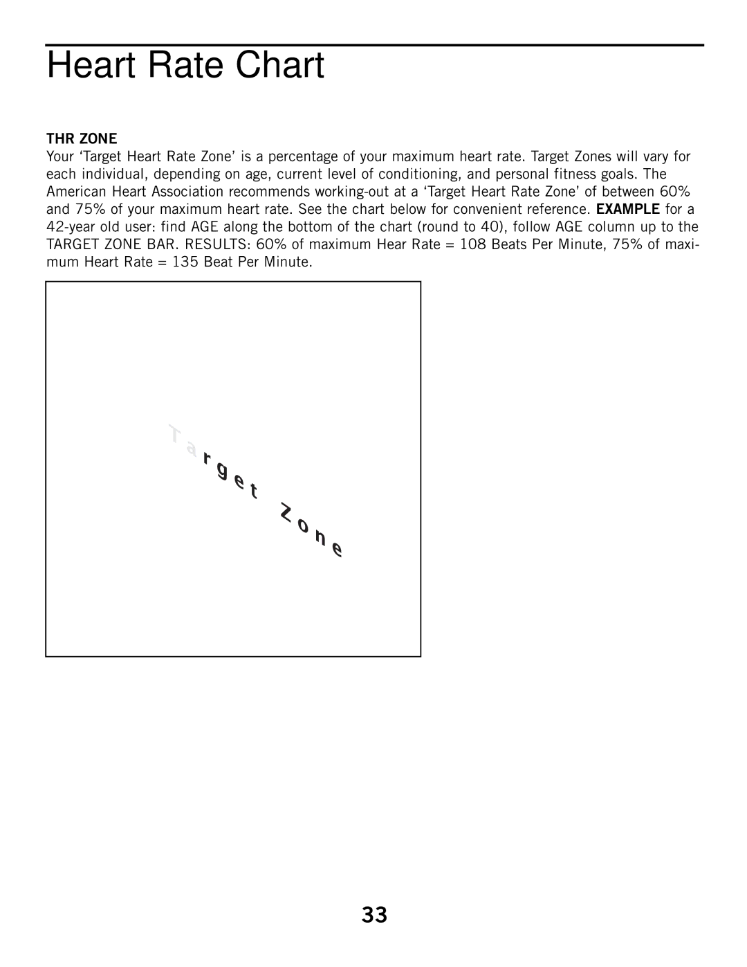 Horizon Fitness 2.1R, 3.1R manual Heart Rate Chart, THR Zone 