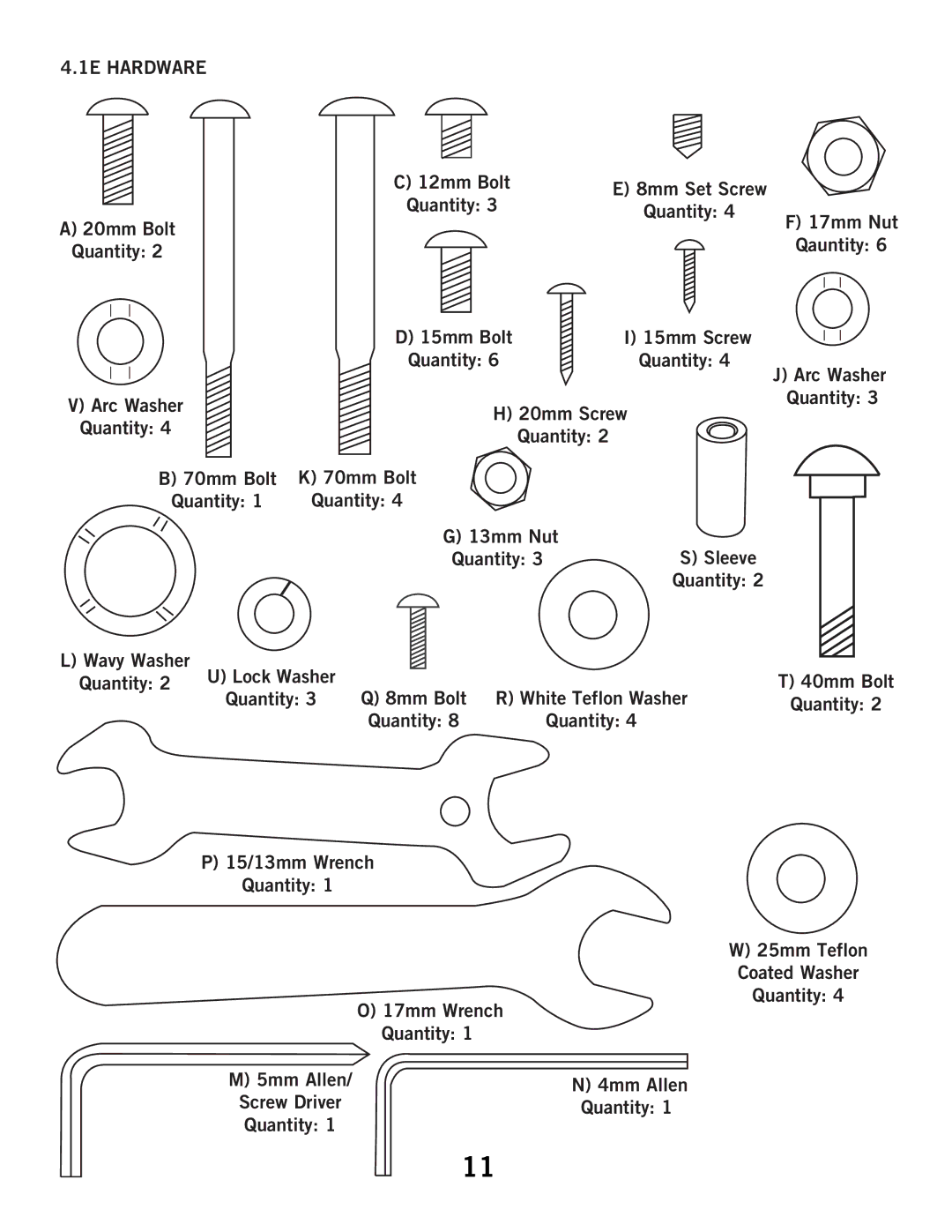 Horizon Fitness 2.1E, 4.1E manual 20mm Screw 