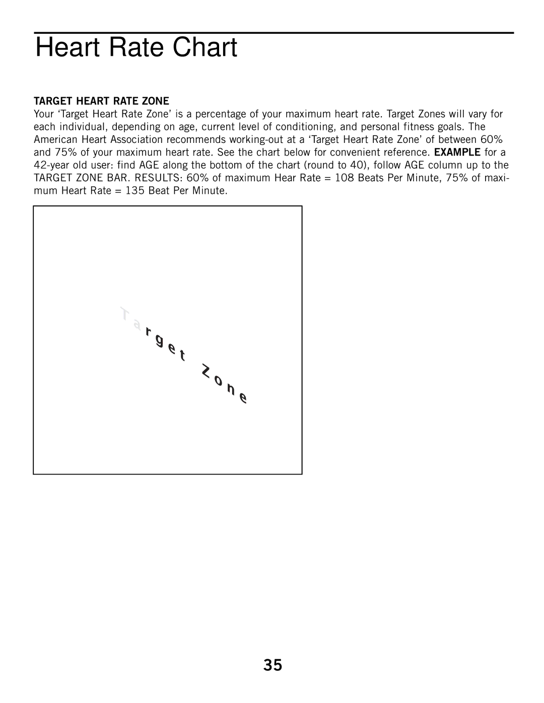 Horizon Fitness 2.1E, 4.1E manual Heart Rate Chart, Target Heart Rate Zone 