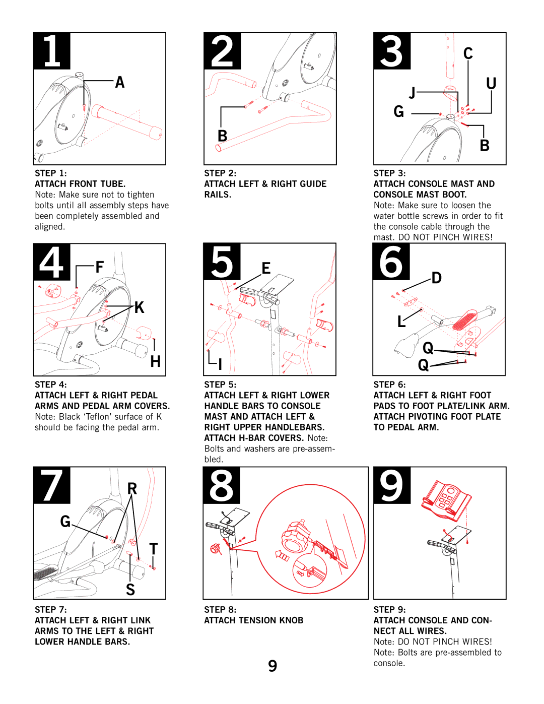 Horizon Fitness 2.1E, 4.1E manual Step Attach Front Tube 