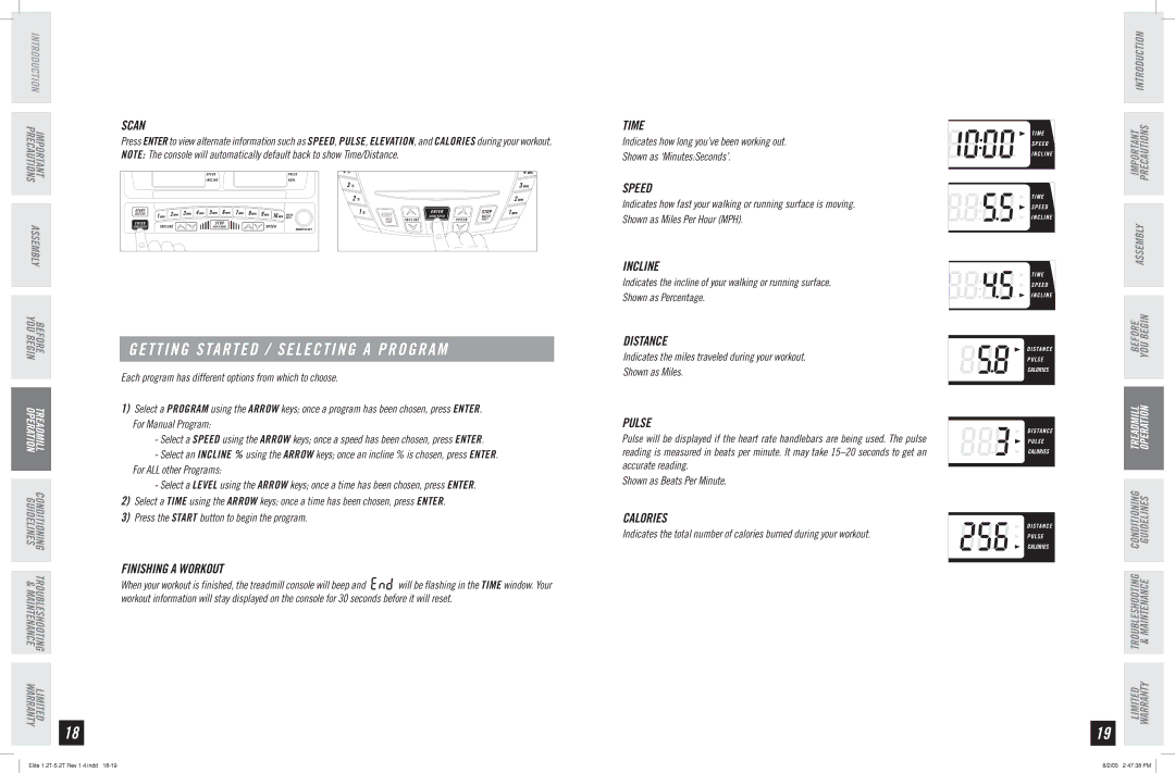 Horizon Fitness 5.2T, 2.2T, 3.2T, 4.2T, 1.2T manual Getting Started / Selecting a Program 