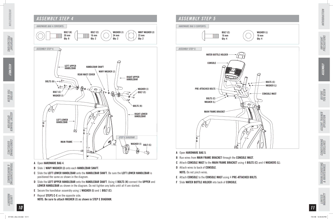 Horizon Fitness AT1501 manual Conditioning Guidelines 